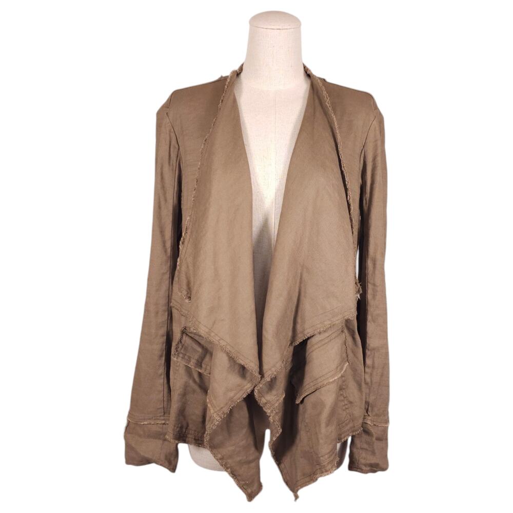 Free People Raw Femme Linen Jacket Olive Sz Small